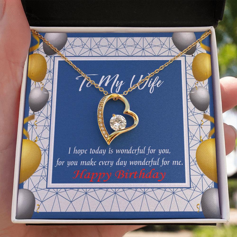 To My Wife You Are Wonderful Birthday Message Forever Necklace w Message Card-Express Your Love Gifts