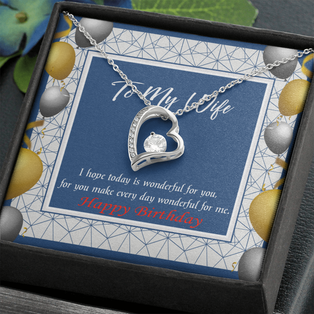 To My Wife You Are Wonderful Birthday Message Forever Necklace w Message Card-Express Your Love Gifts
