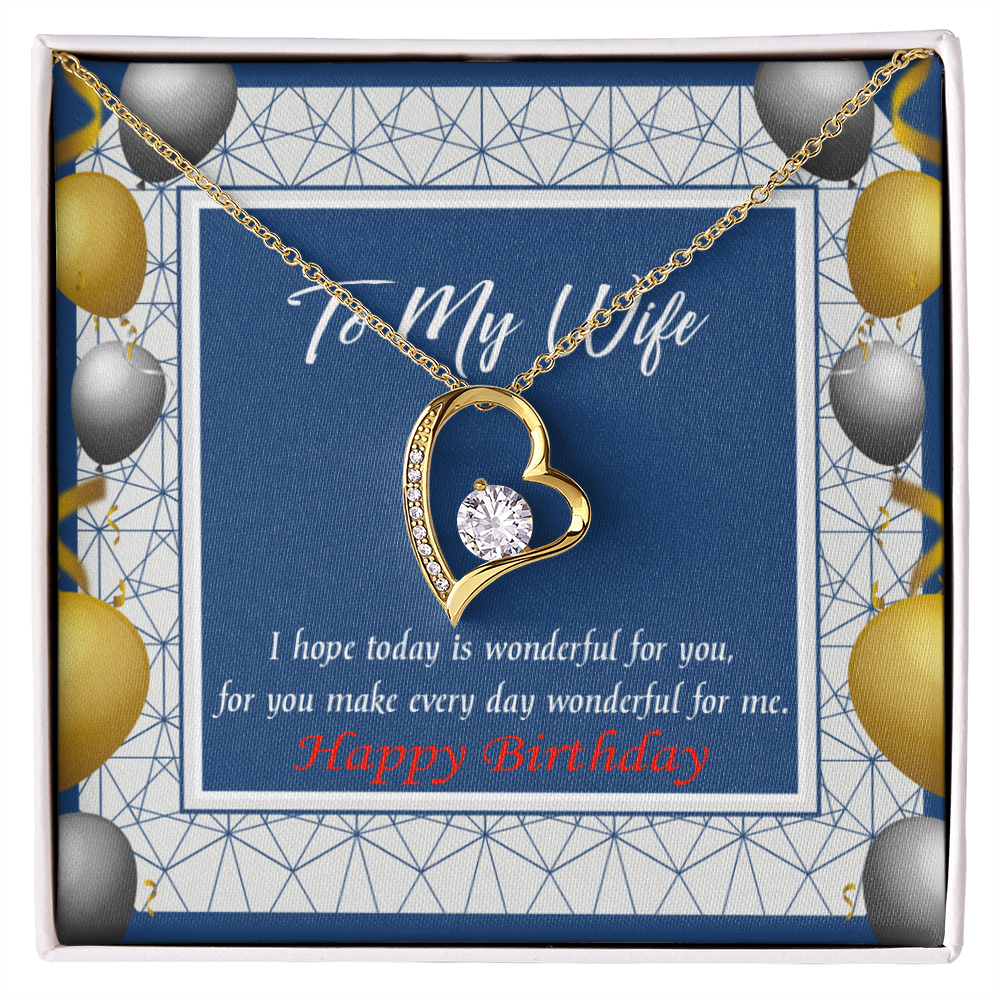 To My Wife You Are Wonderful Birthday Message Forever Necklace w Message Card-Express Your Love Gifts