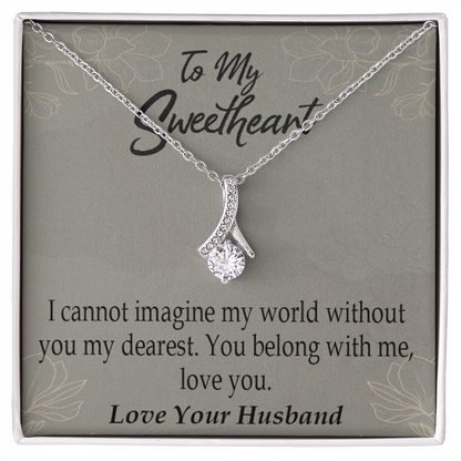 To My Wife You Belong With Me Alluring Ribbon Necklace Message Card-Express Your Love Gifts