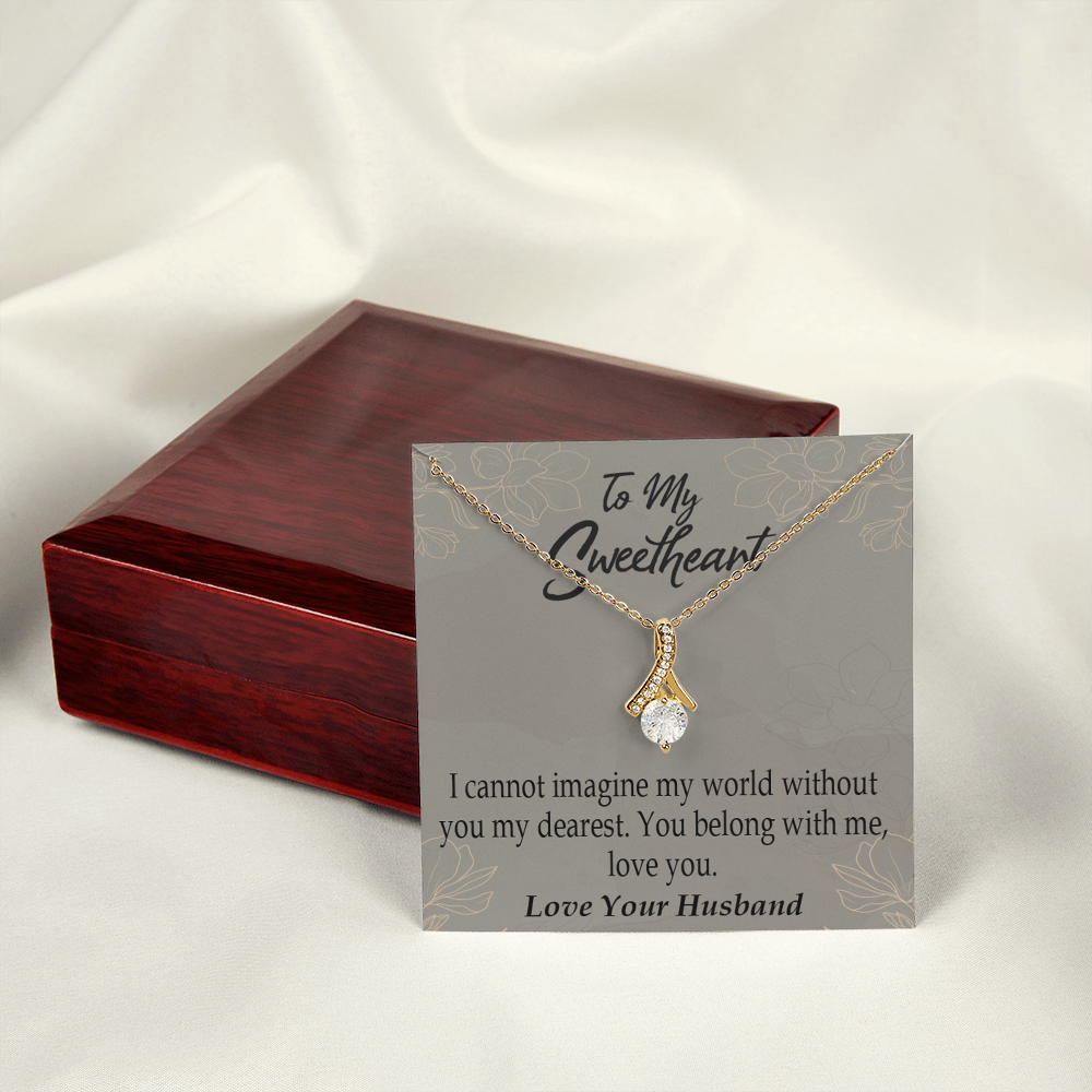 To My Wife You Belong With Me Alluring Ribbon Necklace Message Card-Express Your Love Gifts