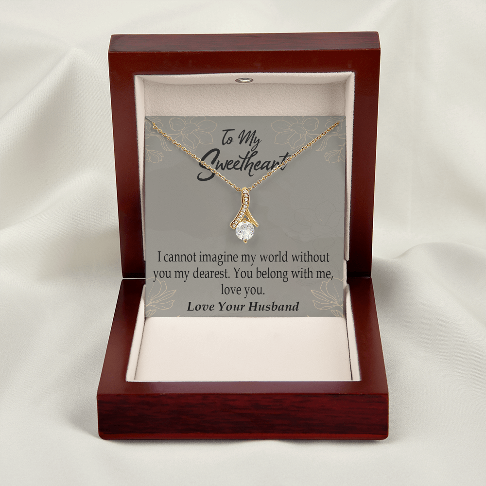 To My Wife You Belong With Me Alluring Ribbon Necklace Message Card-Express Your Love Gifts