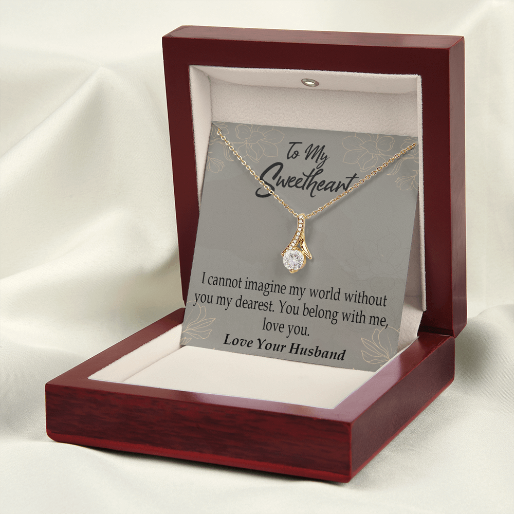 To My Wife You Belong With Me Alluring Ribbon Necklace Message Card-Express Your Love Gifts