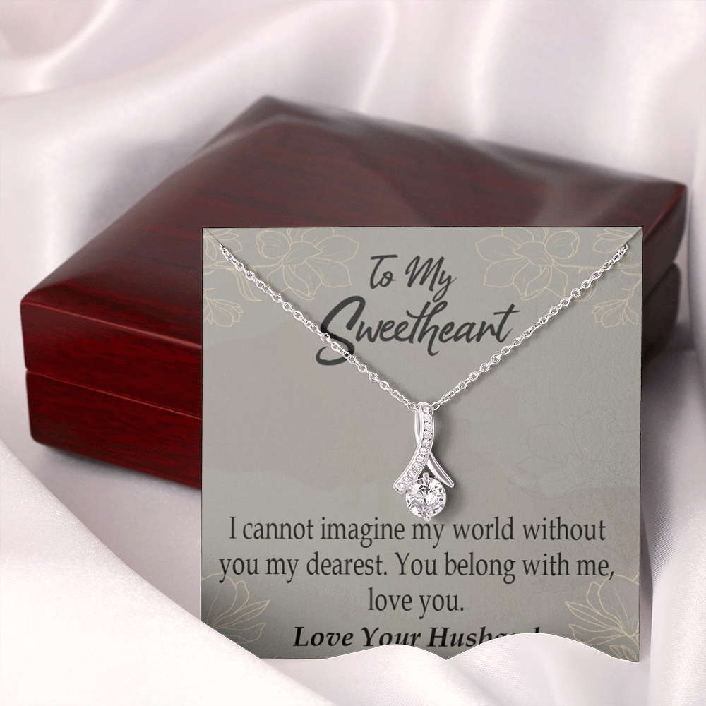 To My Wife You Belong With Me Alluring Ribbon Necklace Message Card-Express Your Love Gifts