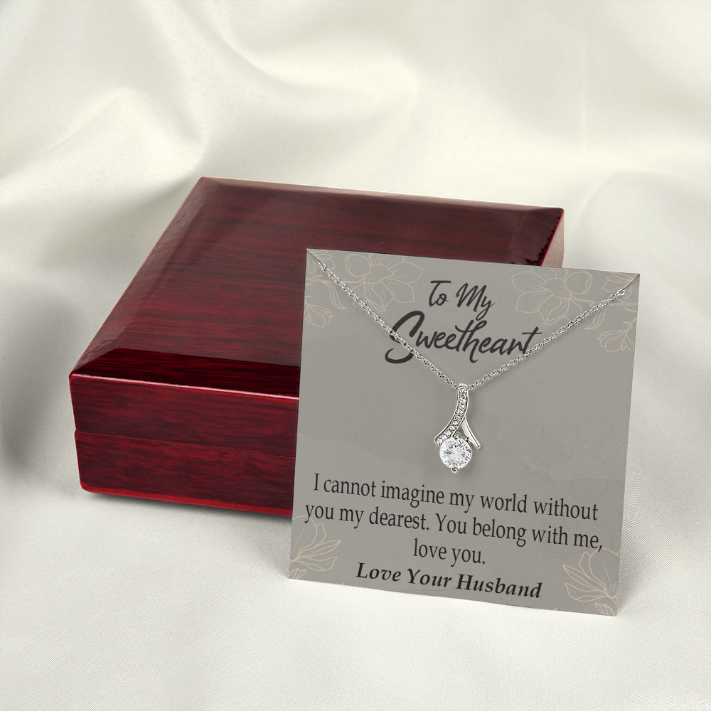 To My Wife You Belong With Me Alluring Ribbon Necklace Message Card-Express Your Love Gifts