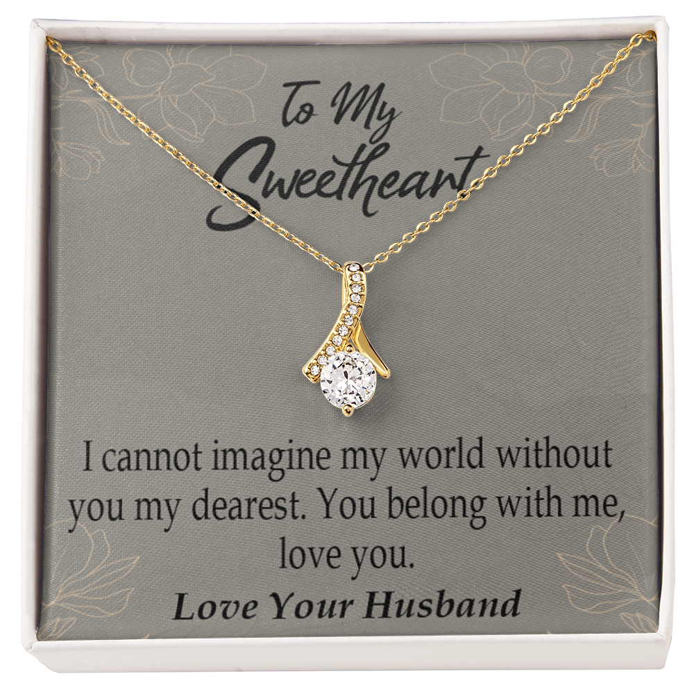 To My Wife You Belong With Me Alluring Ribbon Necklace Message Card-Express Your Love Gifts