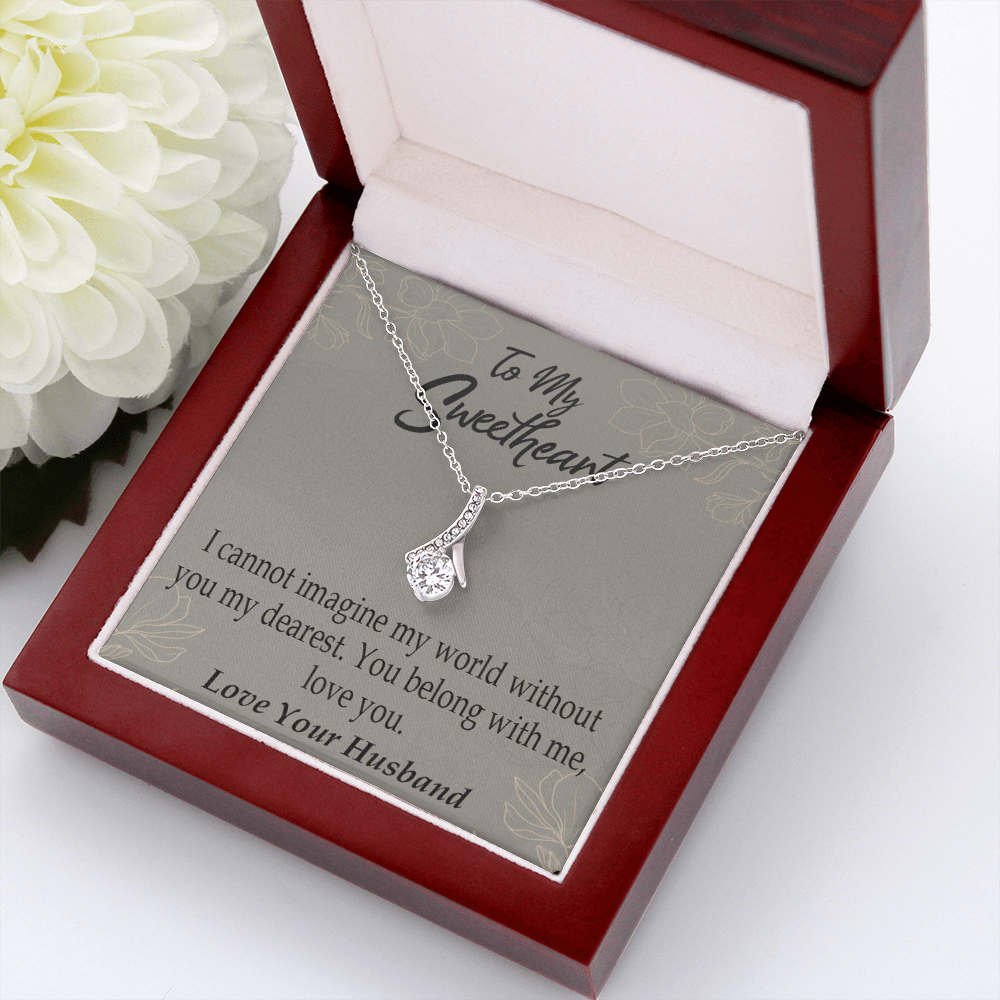 To My Wife You Belong With Me Alluring Ribbon Necklace Message Card-Express Your Love Gifts