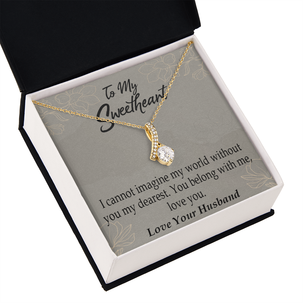 To My Wife You Belong With Me Alluring Ribbon Necklace Message Card-Express Your Love Gifts