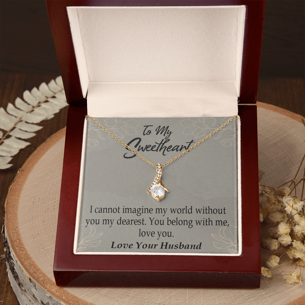 To My Wife You Belong With Me Alluring Ribbon Necklace Message Card-Express Your Love Gifts