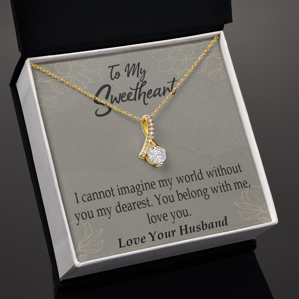 To My Wife You Belong With Me Alluring Ribbon Necklace Message Card-Express Your Love Gifts