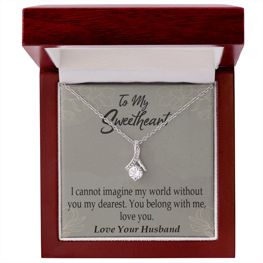 To My Wife You Belong With Me Alluring Ribbon Necklace Message Card-Express Your Love Gifts