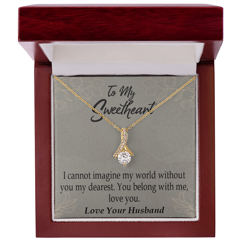 To My Wife You Belong With Me Alluring Ribbon Necklace Message Card-Express Your Love Gifts