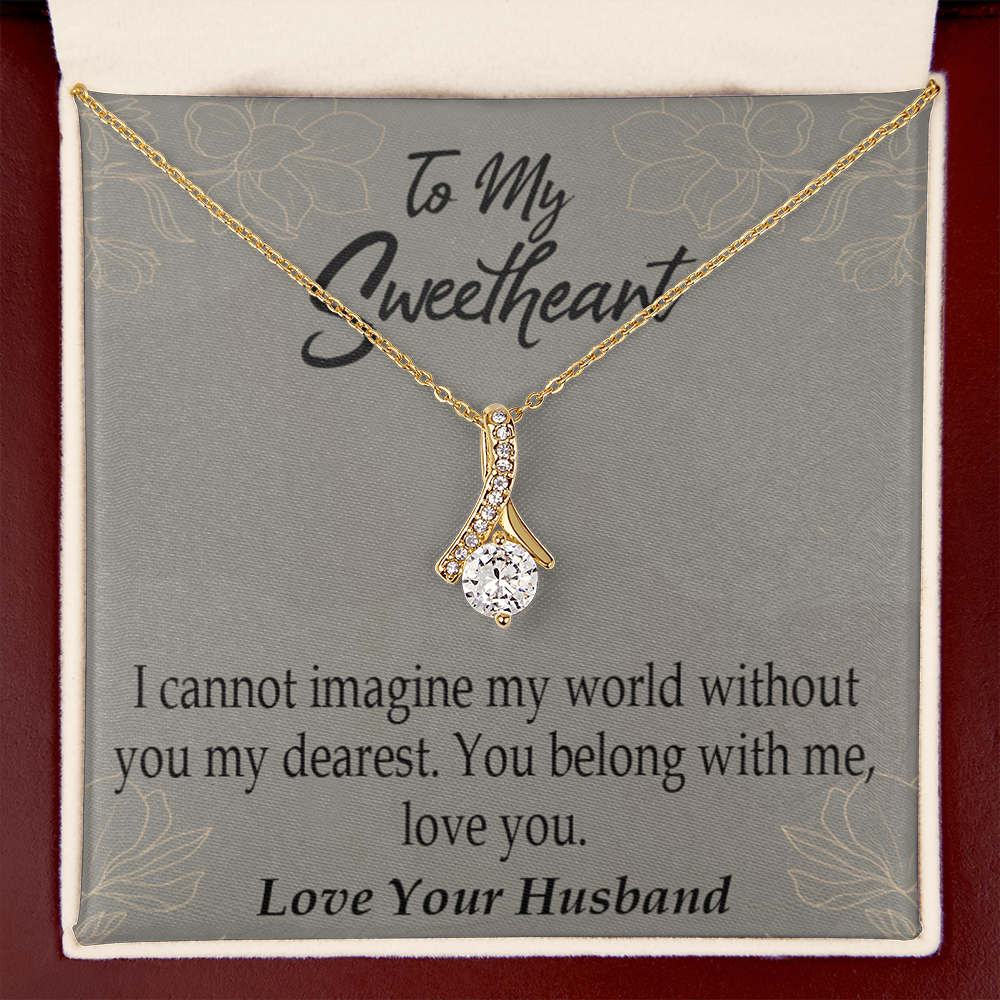 To My Wife You Belong With Me Alluring Ribbon Necklace Message Card-Express Your Love Gifts