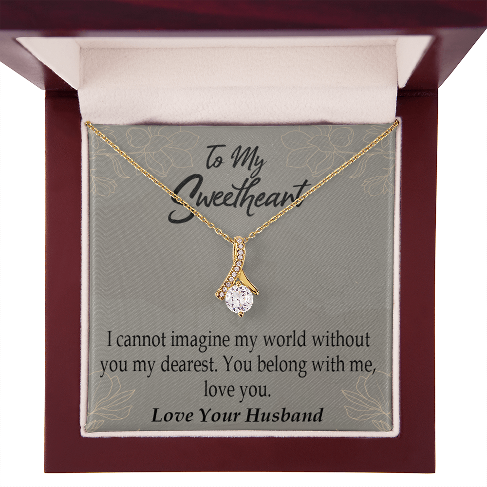 To My Wife You Belong With Me Alluring Ribbon Necklace Message Card-Express Your Love Gifts