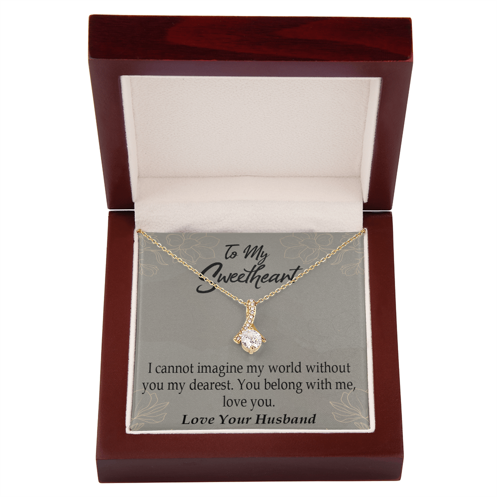 To My Wife You Belong With Me Alluring Ribbon Necklace Message Card-Express Your Love Gifts