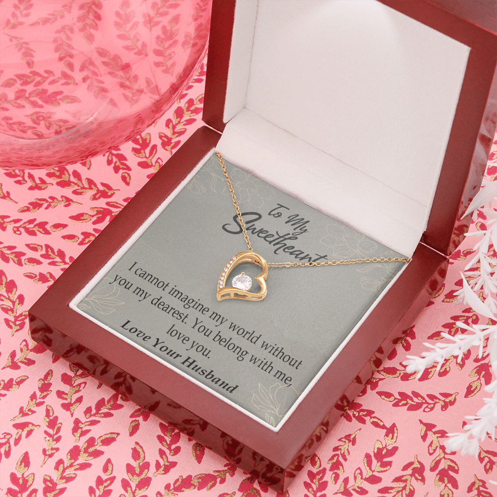 To My Wife You Belong With Me Forever Necklace w Message Card-Express Your Love Gifts