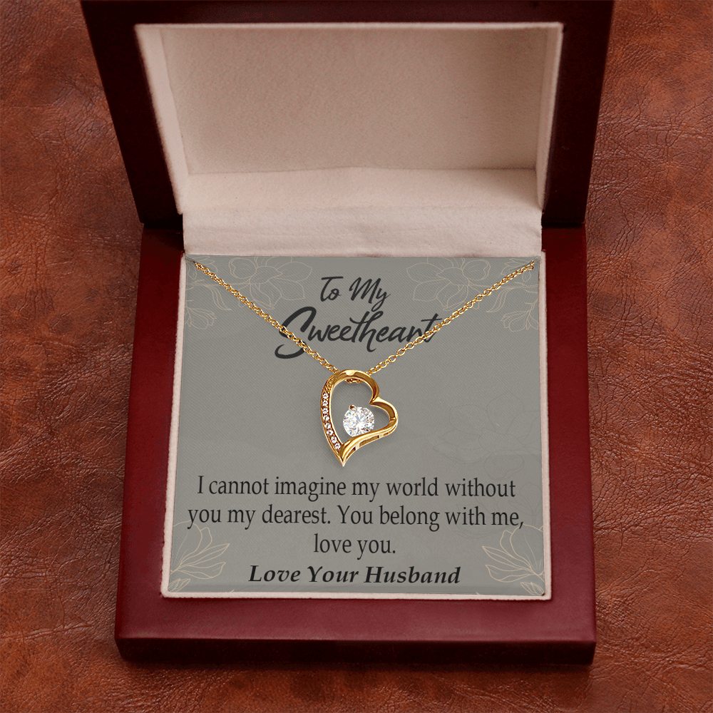 To My Wife You Belong With Me Forever Necklace w Message Card-Express Your Love Gifts