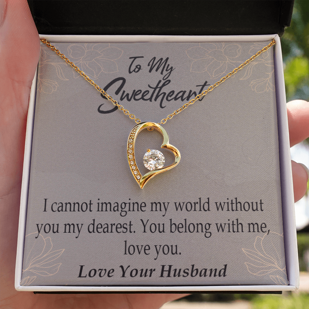 To My Wife You Belong With Me Forever Necklace w Message Card-Express Your Love Gifts