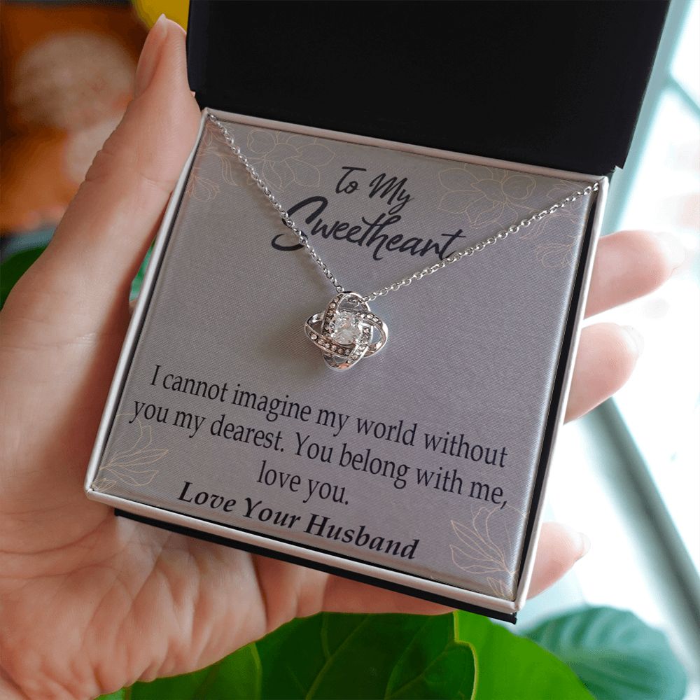To My Wife You Belong With Me Infinity Knot Necklace Message Card-Express Your Love Gifts