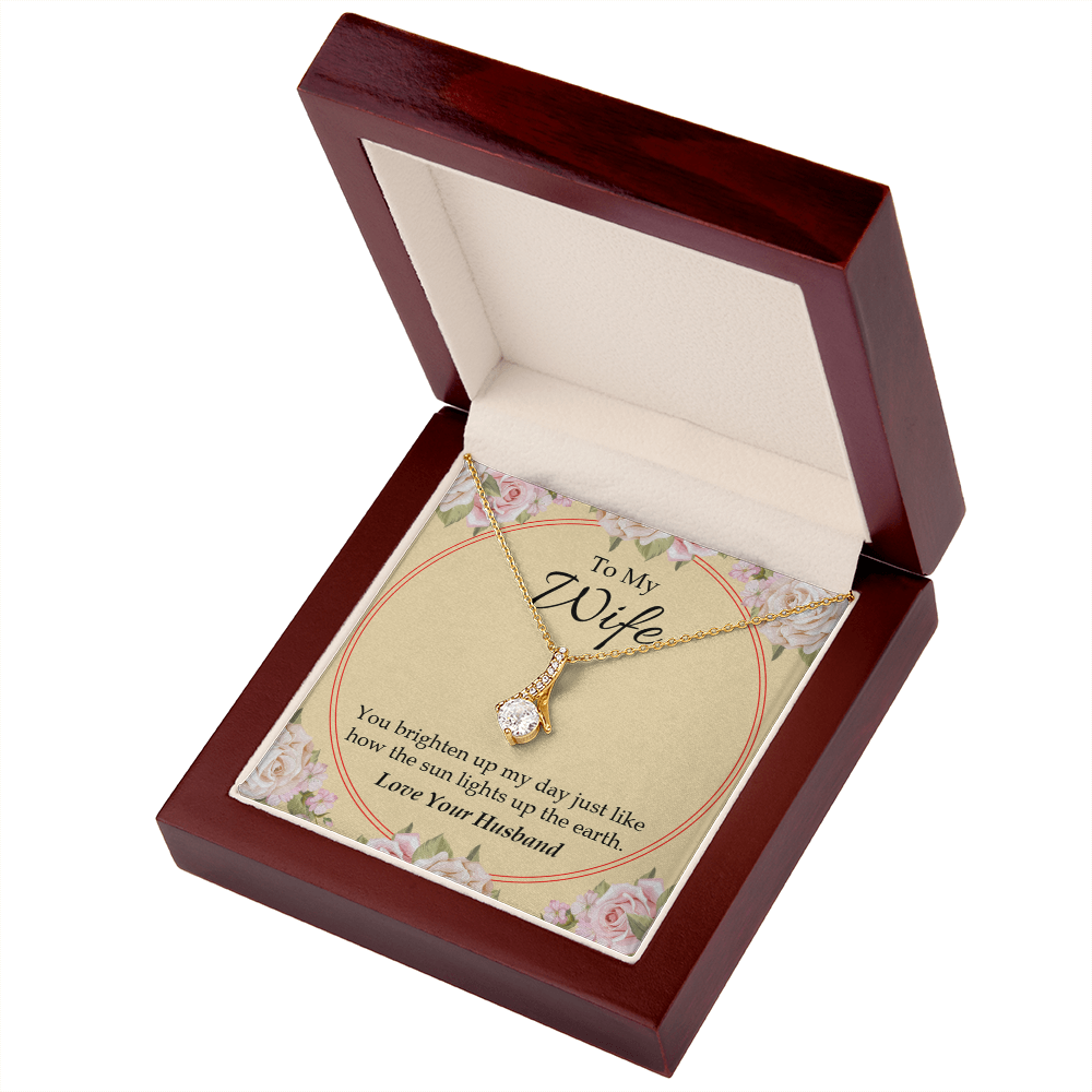 To My Wife You Brighten Up My Day Alluring Ribbon Necklace Message Card-Express Your Love Gifts