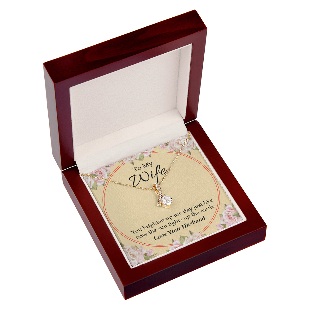 To My Wife You Brighten Up My Day Alluring Ribbon Necklace Message Card-Express Your Love Gifts