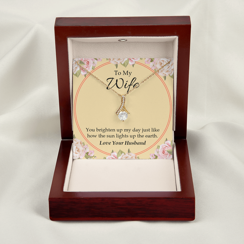 To My Wife You Brighten Up My Day Alluring Ribbon Necklace Message Card-Express Your Love Gifts