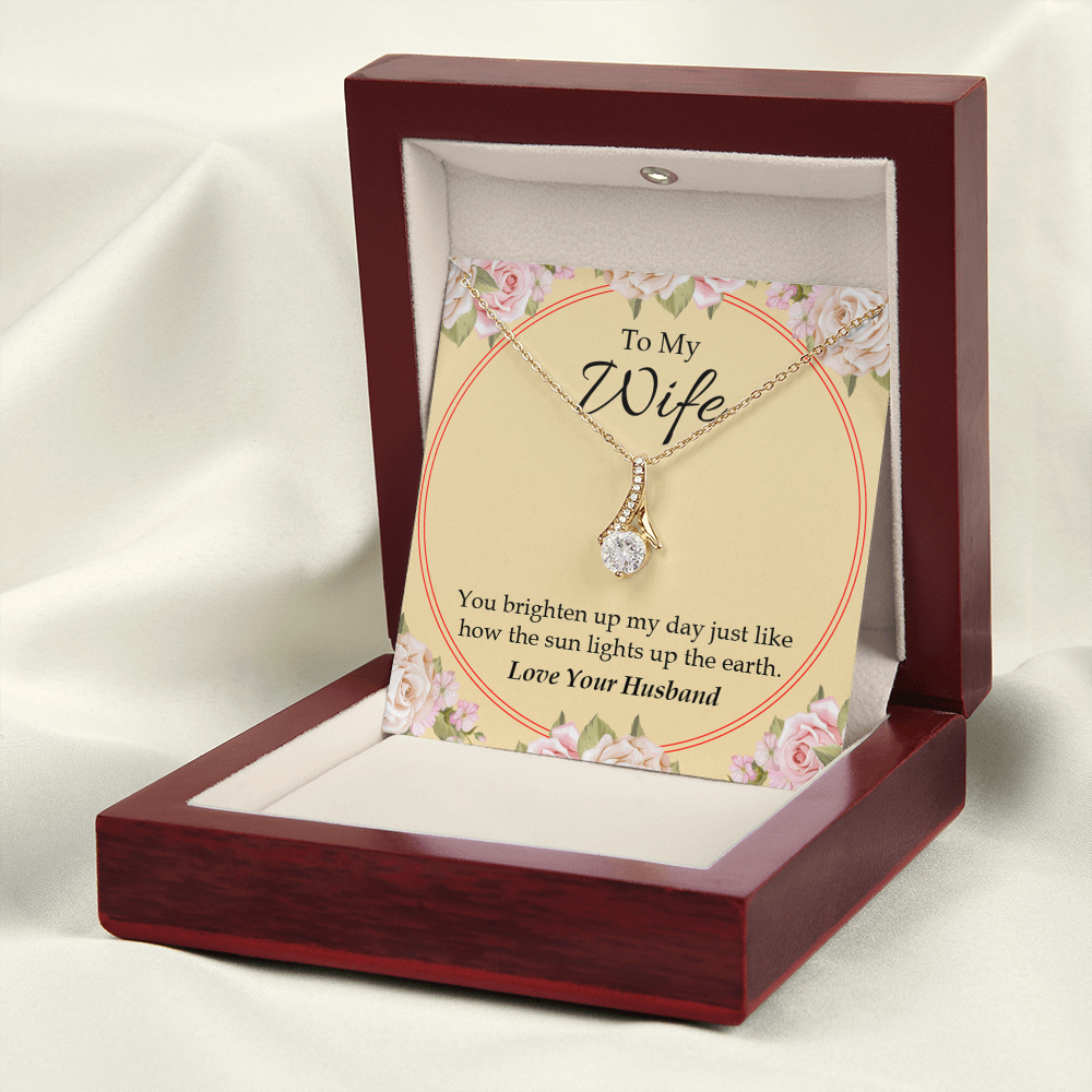 To My Wife You Brighten Up My Day Alluring Ribbon Necklace Message Card-Express Your Love Gifts