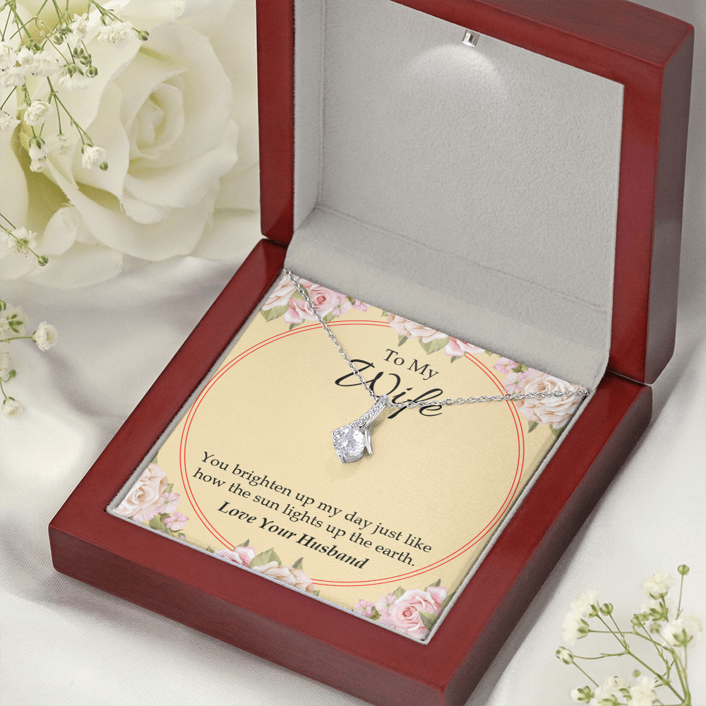 To My Wife You Brighten Up My Day Alluring Ribbon Necklace Message Card-Express Your Love Gifts