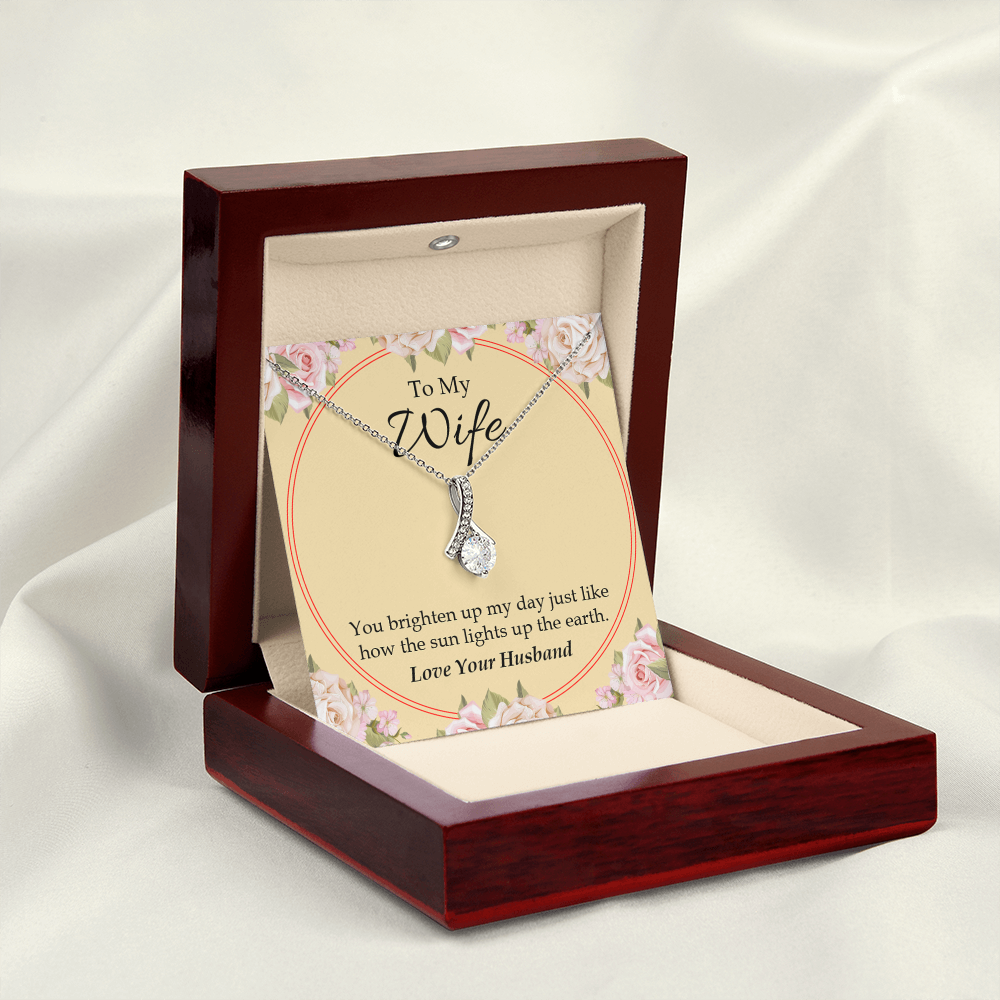 To My Wife You Brighten Up My Day Alluring Ribbon Necklace Message Card-Express Your Love Gifts