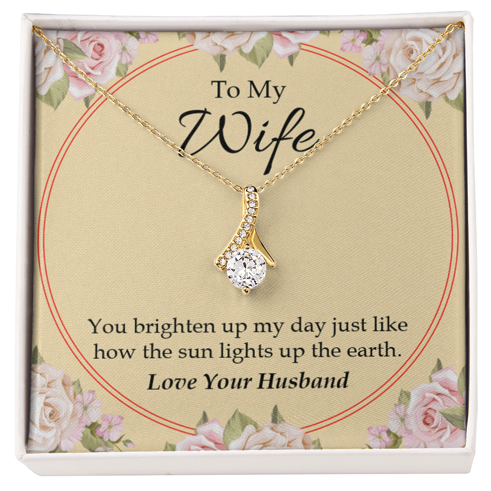 To My Wife You Brighten Up My Day Alluring Ribbon Necklace Message Card-Express Your Love Gifts