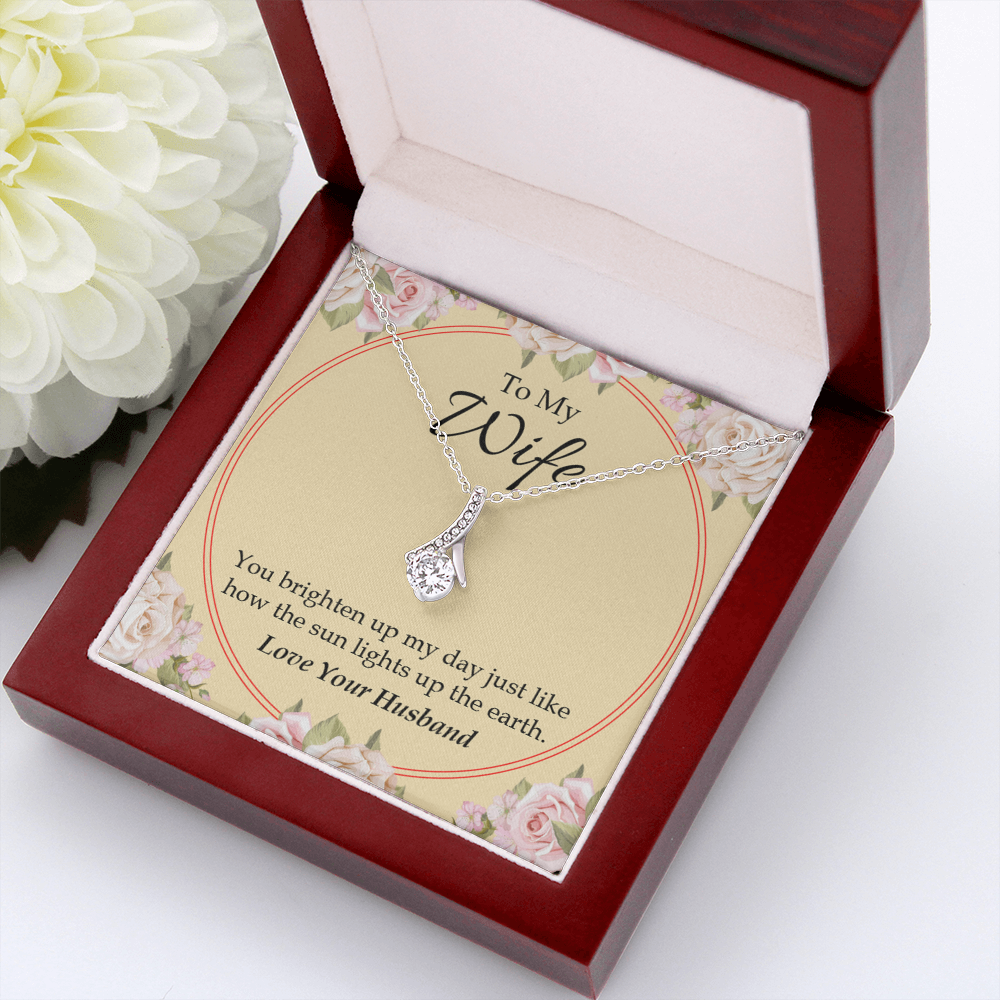 To My Wife You Brighten Up My Day Alluring Ribbon Necklace Message Card-Express Your Love Gifts