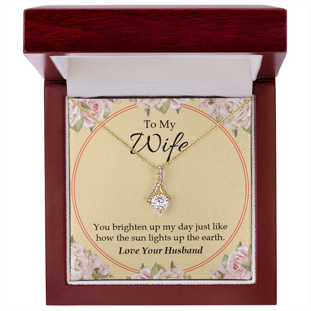 To My Wife You Brighten Up My Day Alluring Ribbon Necklace Message Card-Express Your Love Gifts