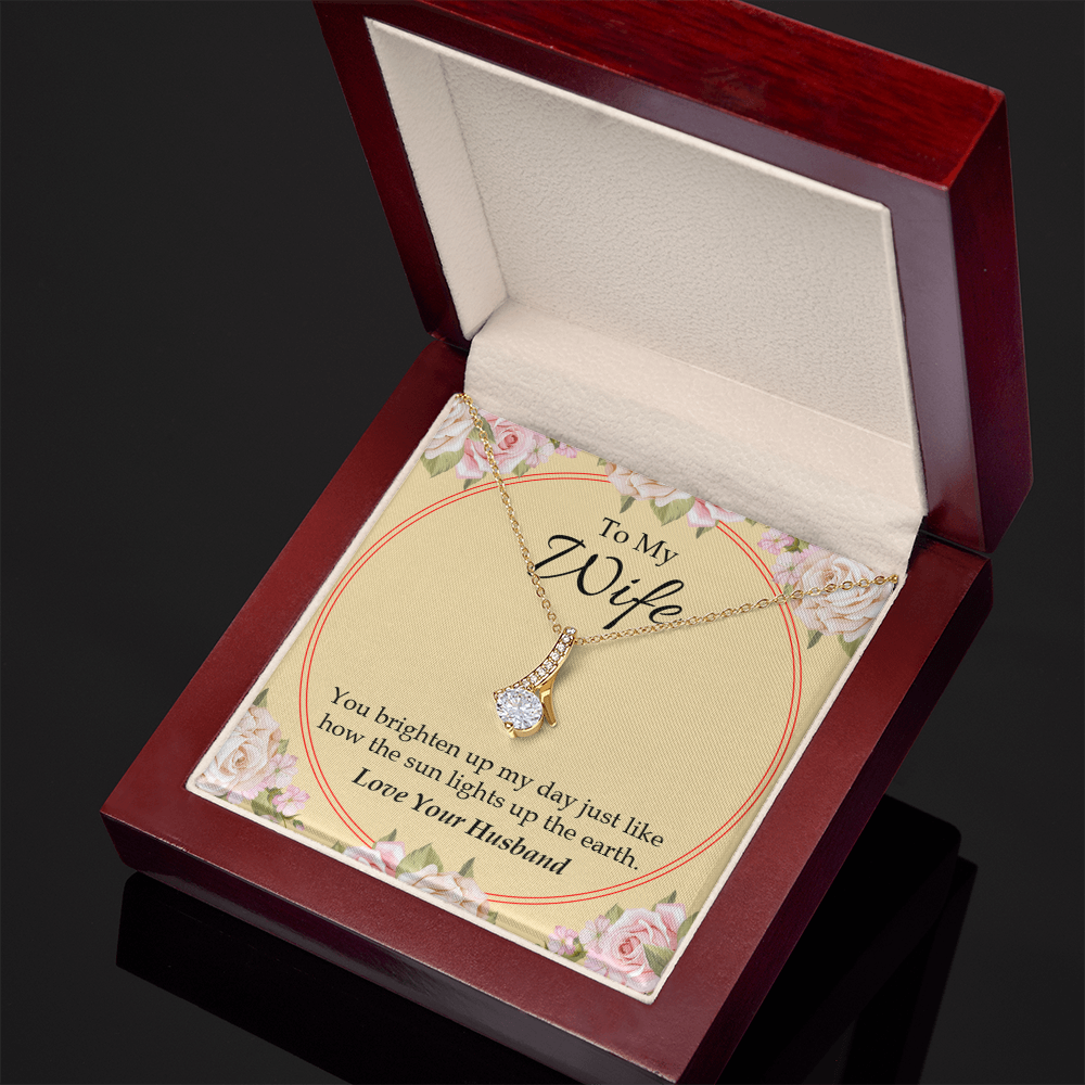 To My Wife You Brighten Up My Day Alluring Ribbon Necklace Message Card-Express Your Love Gifts