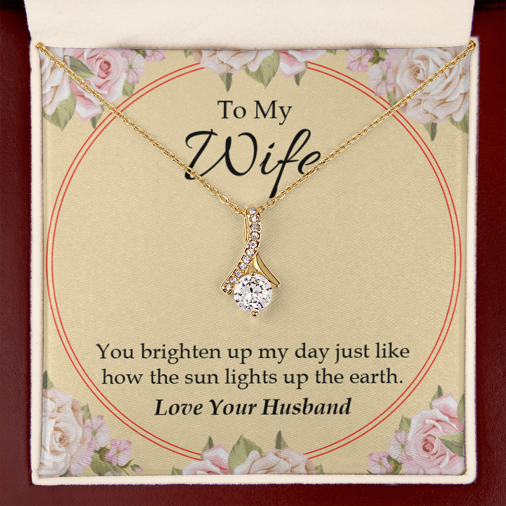 To My Wife You Brighten Up My Day Alluring Ribbon Necklace Message Card-Express Your Love Gifts