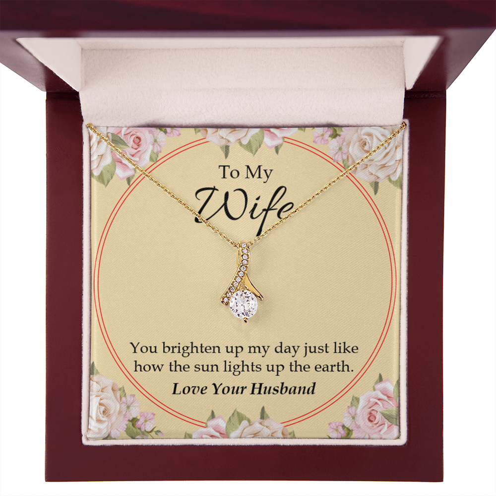 To My Wife You Brighten Up My Day Alluring Ribbon Necklace Message Card-Express Your Love Gifts