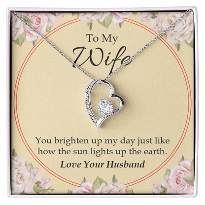 To My Wife You Brighten Up My Day Forever Necklace w Message Card-Express Your Love Gifts