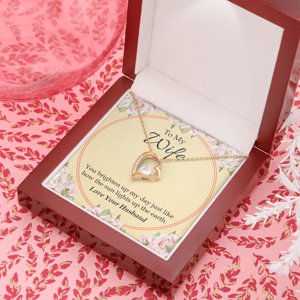 To My Wife You Brighten Up My Day Forever Necklace w Message Card-Express Your Love Gifts