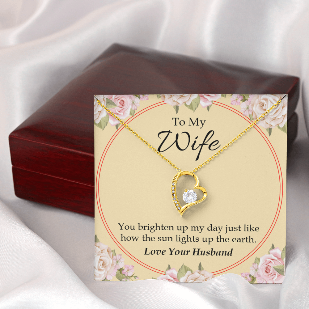 To My Wife You Brighten Up My Day Forever Necklace w Message Card-Express Your Love Gifts