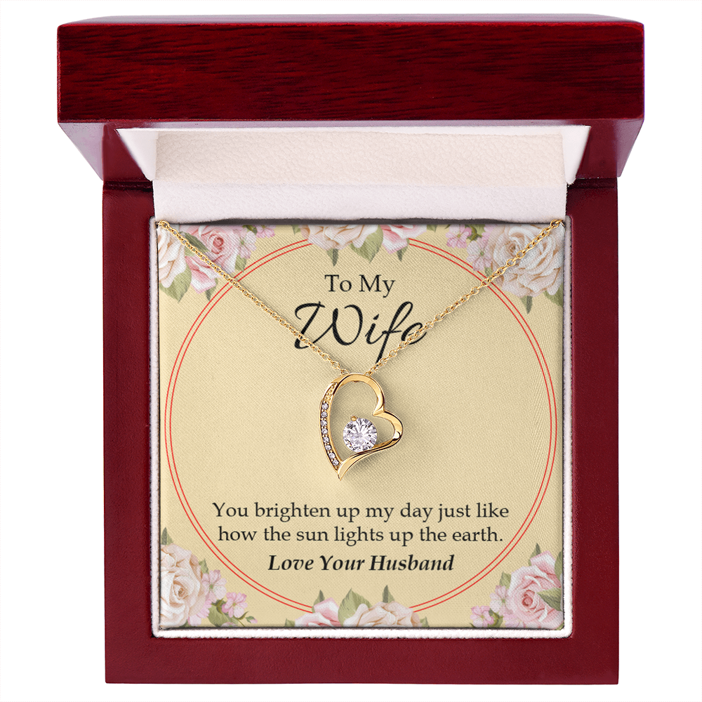 To My Wife You Brighten Up My Day Forever Necklace w Message Card-Express Your Love Gifts