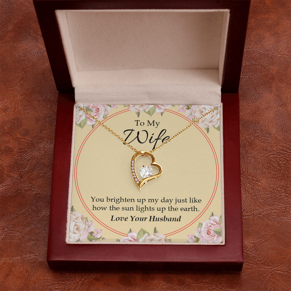 To My Wife You Brighten Up My Day Forever Necklace w Message Card-Express Your Love Gifts