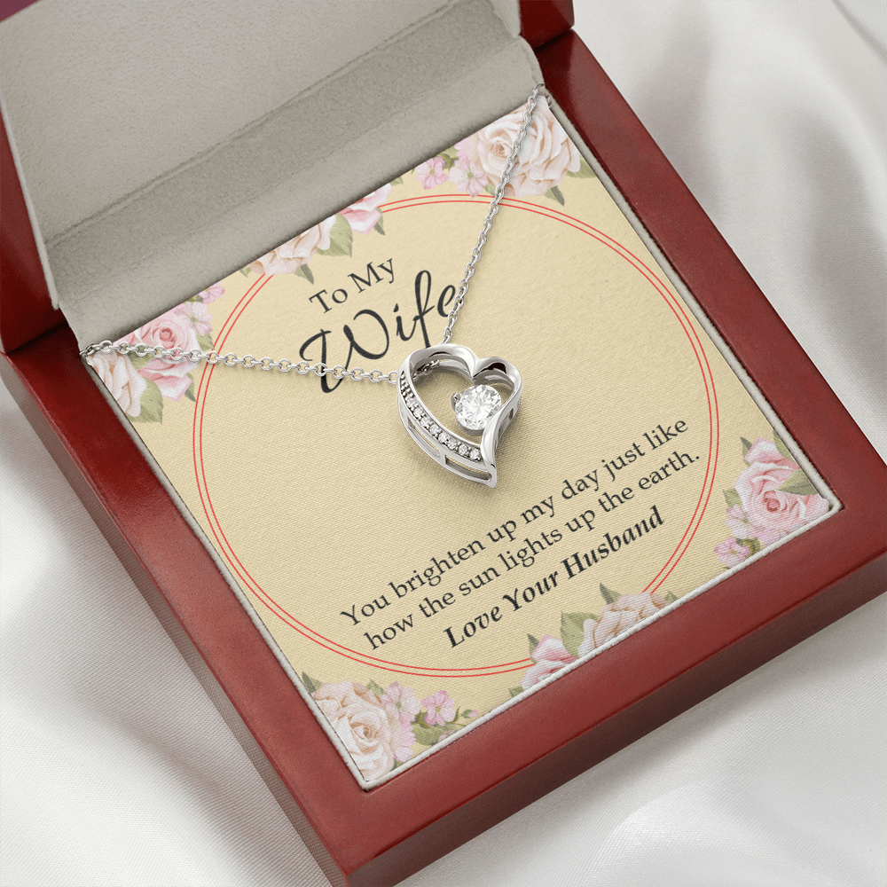 To My Wife You Brighten Up My Day Forever Necklace w Message Card-Express Your Love Gifts