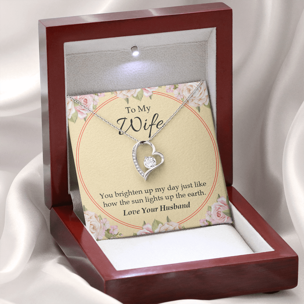 To My Wife You Brighten Up My Day Forever Necklace w Message Card-Express Your Love Gifts