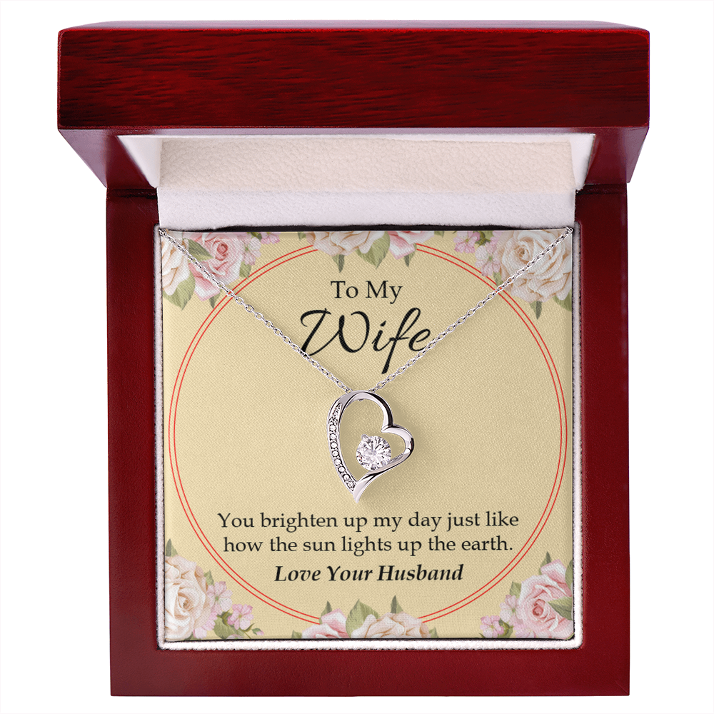 To My Wife You Brighten Up My Day Forever Necklace w Message Card-Express Your Love Gifts