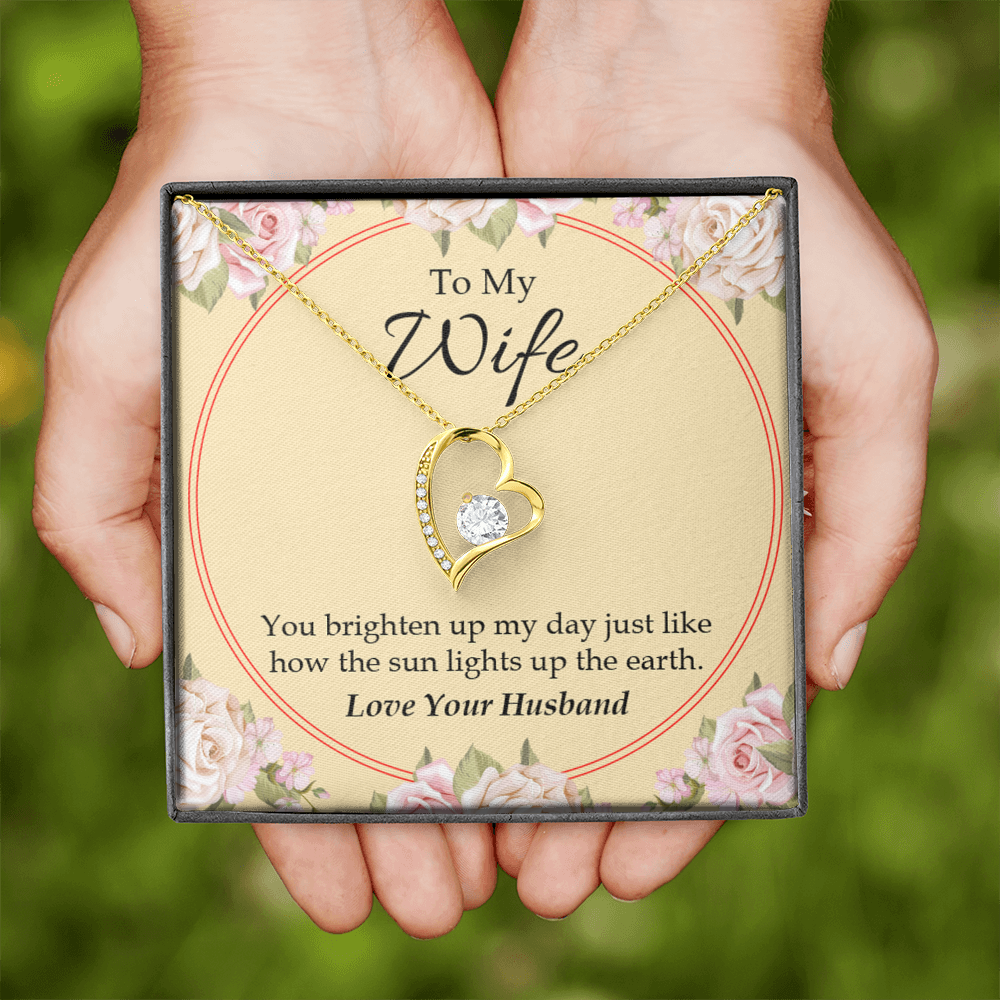 To My Wife You Brighten Up My Day Forever Necklace w Message Card-Express Your Love Gifts