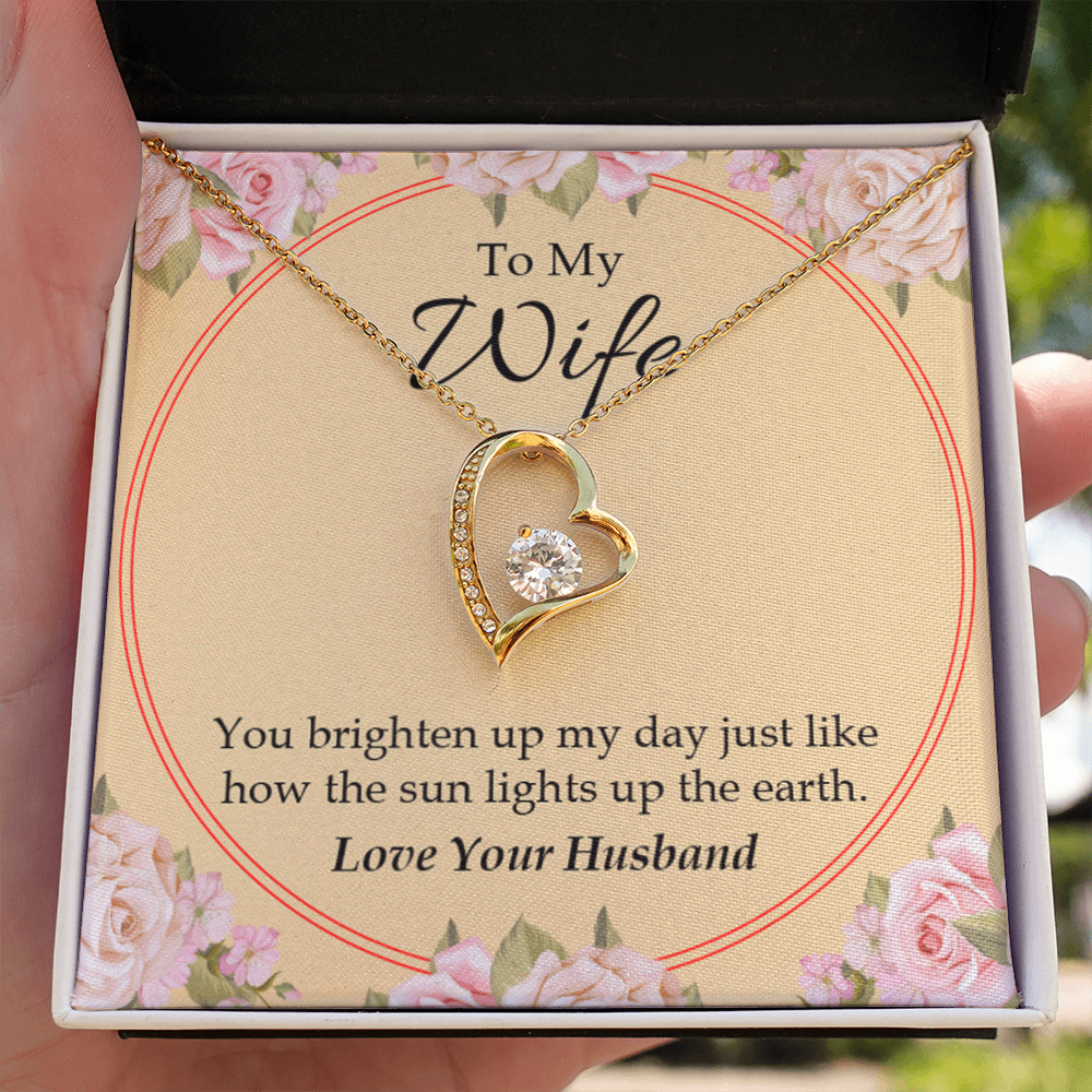 To My Wife You Brighten Up My Day Forever Necklace w Message Card-Express Your Love Gifts