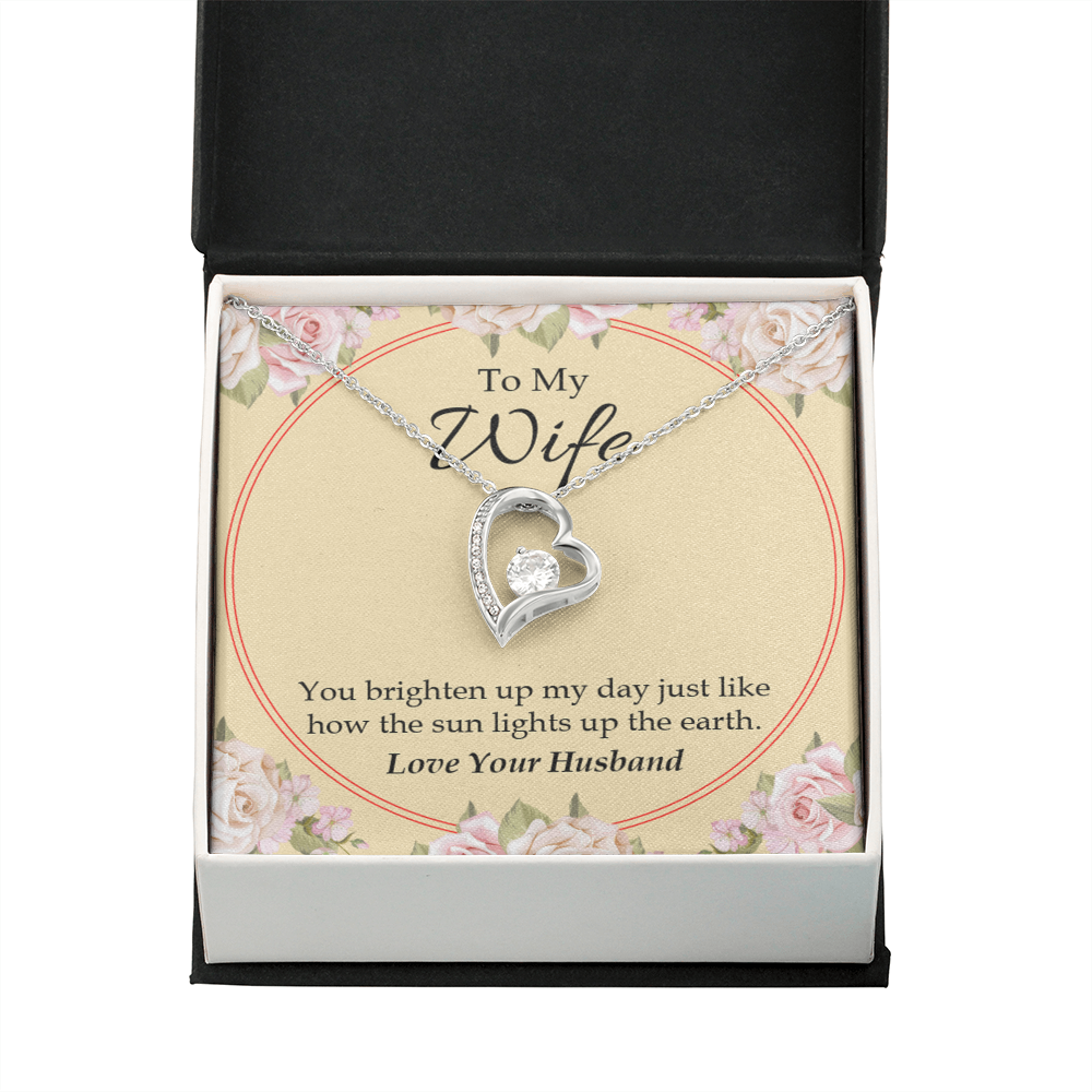 To My Wife You Brighten Up My Day Forever Necklace w Message Card-Express Your Love Gifts