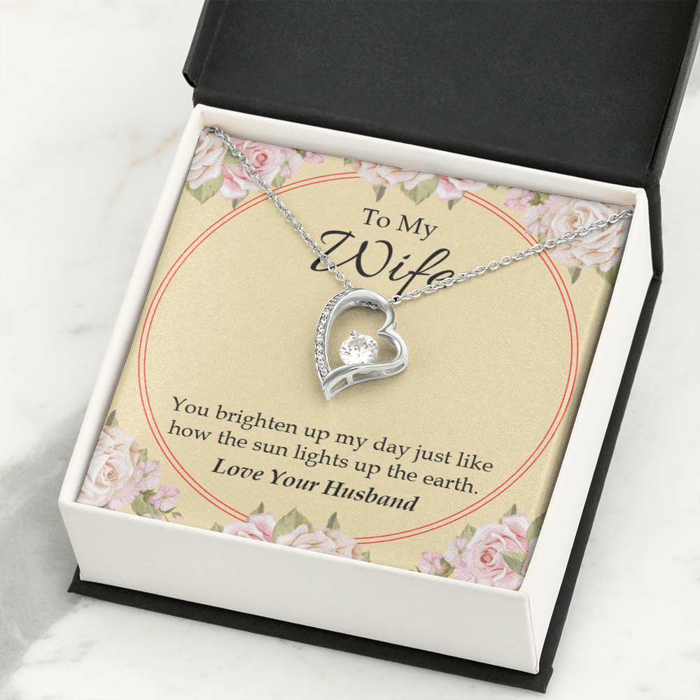 To My Wife You Brighten Up My Day Forever Necklace w Message Card-Express Your Love Gifts