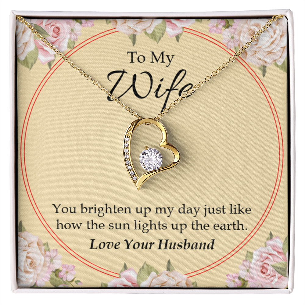 To My Wife You Brighten Up My Day Forever Necklace w Message Card-Express Your Love Gifts