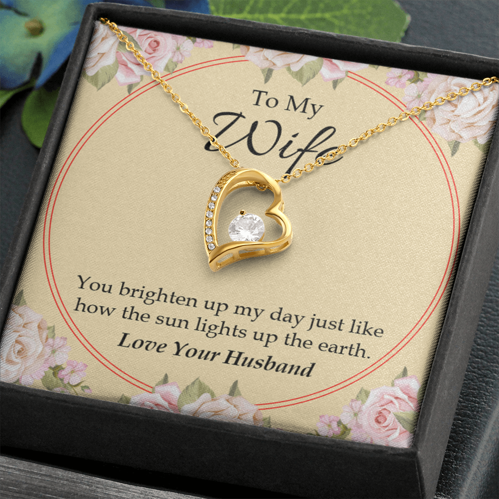 To My Wife You Brighten Up My Day Forever Necklace w Message Card-Express Your Love Gifts