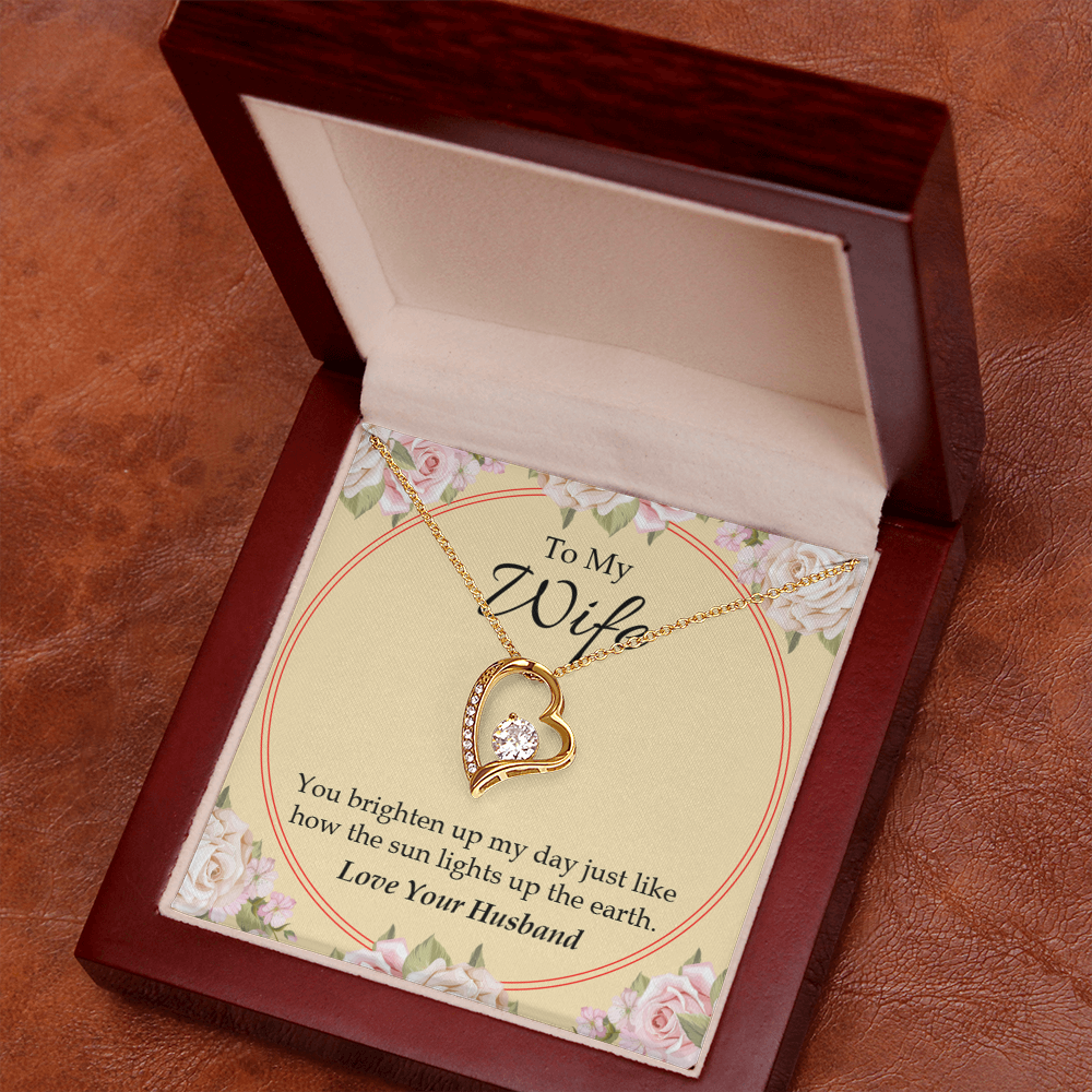 To My Wife You Brighten Up My Day Forever Necklace w Message Card-Express Your Love Gifts